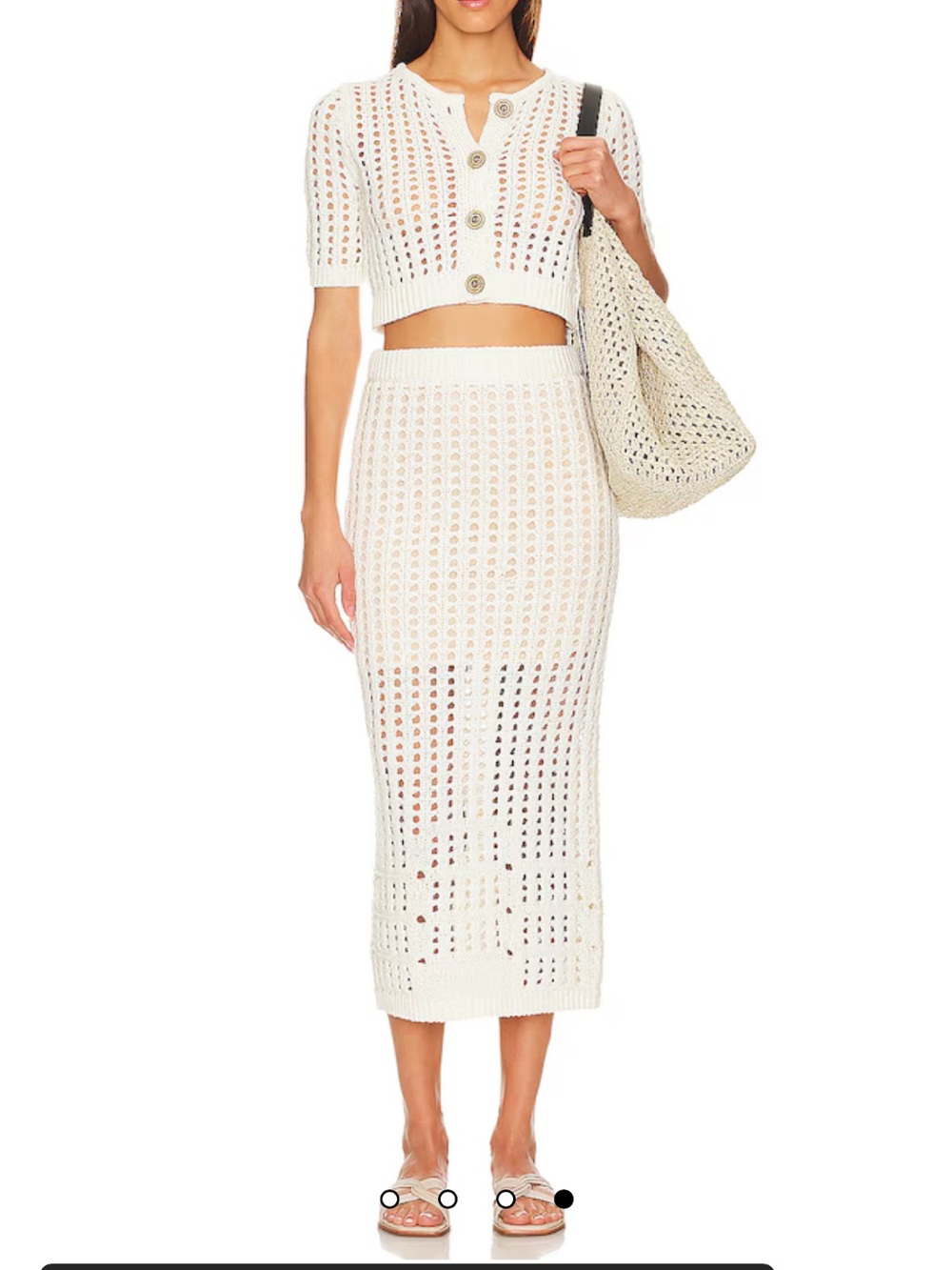 525 America Christina Cream Open-Knit Skirt